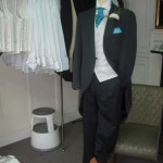 Mens Wedding Suit with blue tie